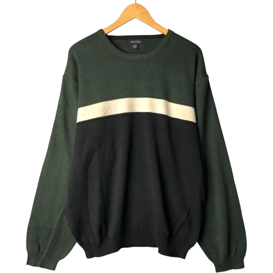 00'S Nautica cotton knit sweater, men's size XXL cotton Green type dark green Vintage Second Hand