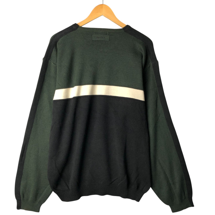 00'S Nautica cotton knit sweater, men's size XXL cotton Green type dark green Vintage Second Hand