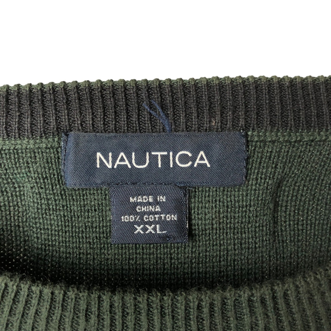 00'S Nautica cotton knit sweater, men's size XXL cotton Green type dark green Vintage Second Hand