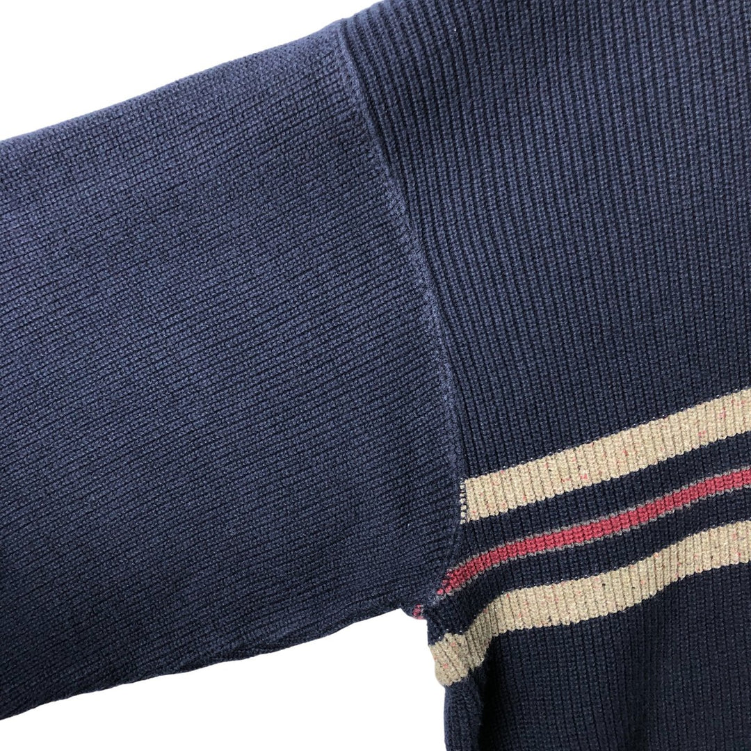 2000'S Eddie Bauer V-neck cotton knit sweater, Made in USA, Men's XL cotton navy blue type Vintage Second Hand