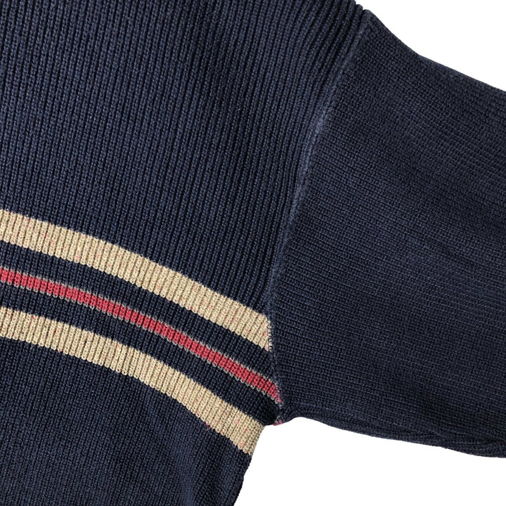 2000'S Eddie Bauer V-neck cotton knit sweater, Made in USA, Men's XL cotton navy blue type Vintage Second Hand