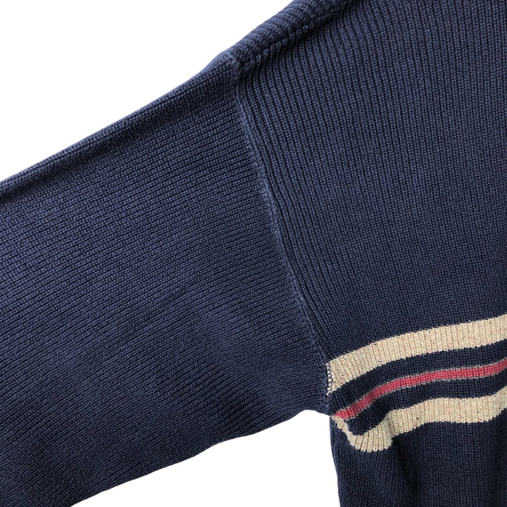 2000'S Eddie Bauer V-neck cotton knit sweater, Made in USA, Men's XL cotton navy blue type Vintage Second Hand