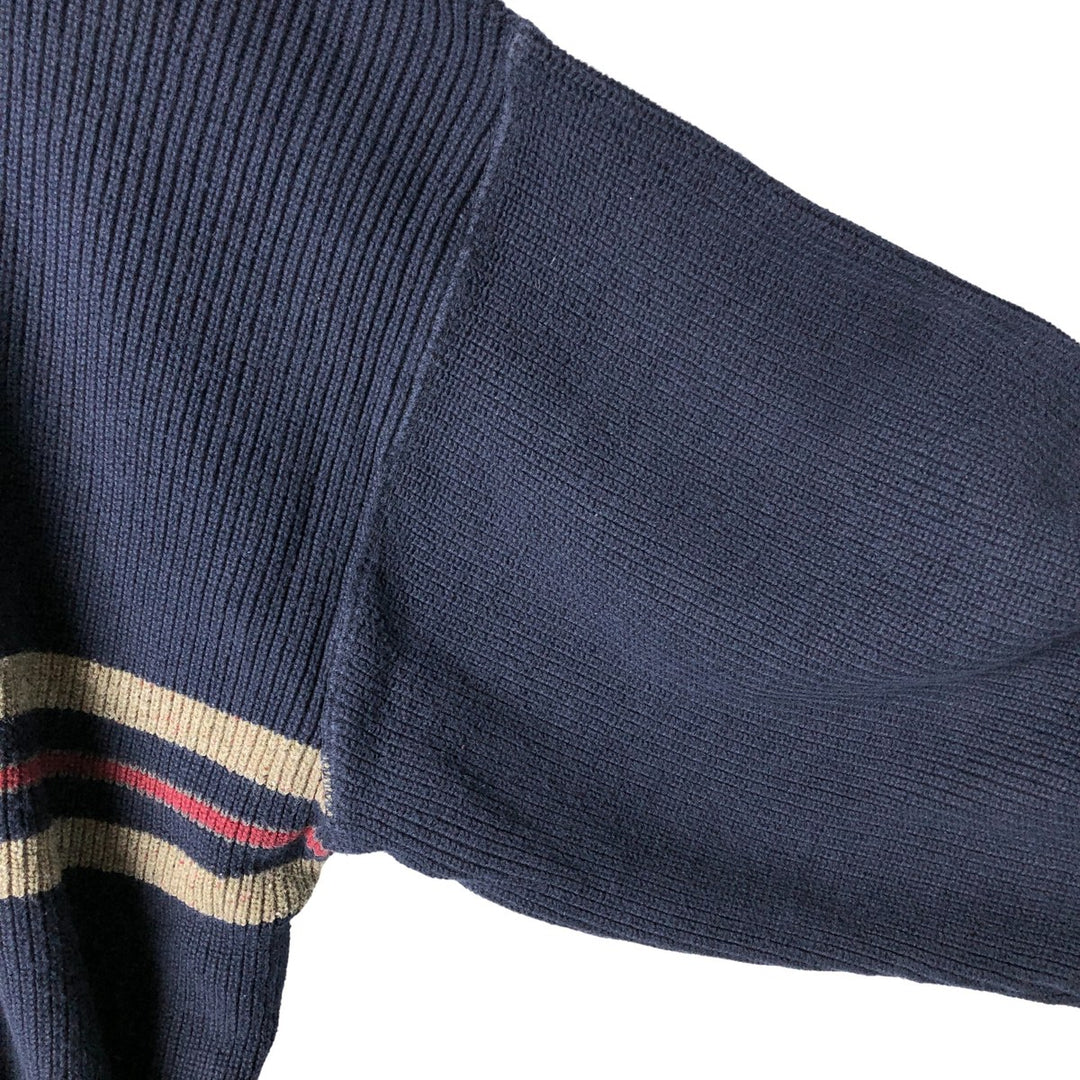 2000'S Eddie Bauer V-neck cotton knit sweater, Made in USA, Men's XL cotton navy blue type Vintage Second Hand