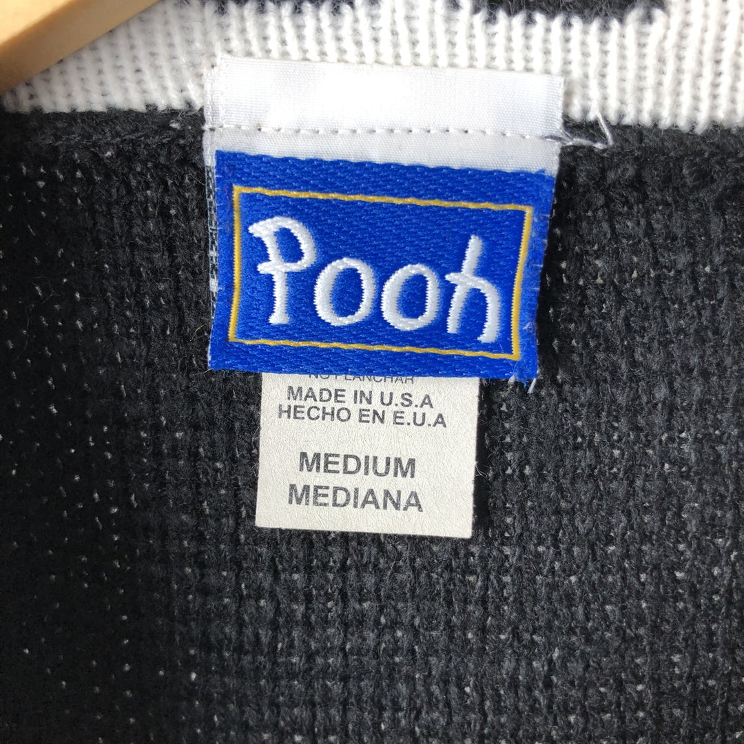 90'S Winnie the Pooh all-over print mock neck acrylic knit sweater, Made in USA, Men's size M, Vintage acrylic black type Vintage Second Hand