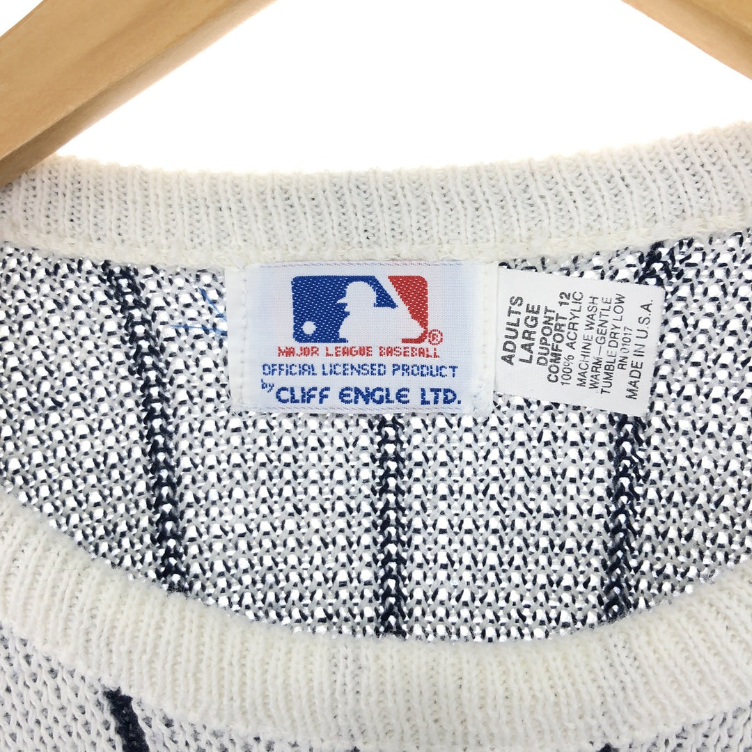 80'S MLB NEW YORK YANKEES Striped Pattern Cotton Knit Sweater Made in USA Men's L Vintage /eaa399712