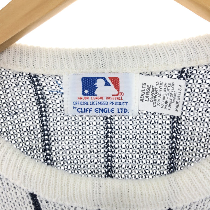 80'S MLB NEW YORK YANKEES Striped Pattern Cotton Knit Sweater Made in USA Men's L Vintage /eaa399712