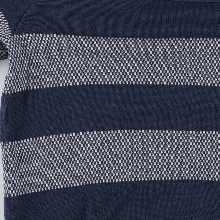 Tommy Hilfiger Striped V-Neck Cotton Knit Sweater, Men's Size L cotton navy blue type Vintage Second Hand
