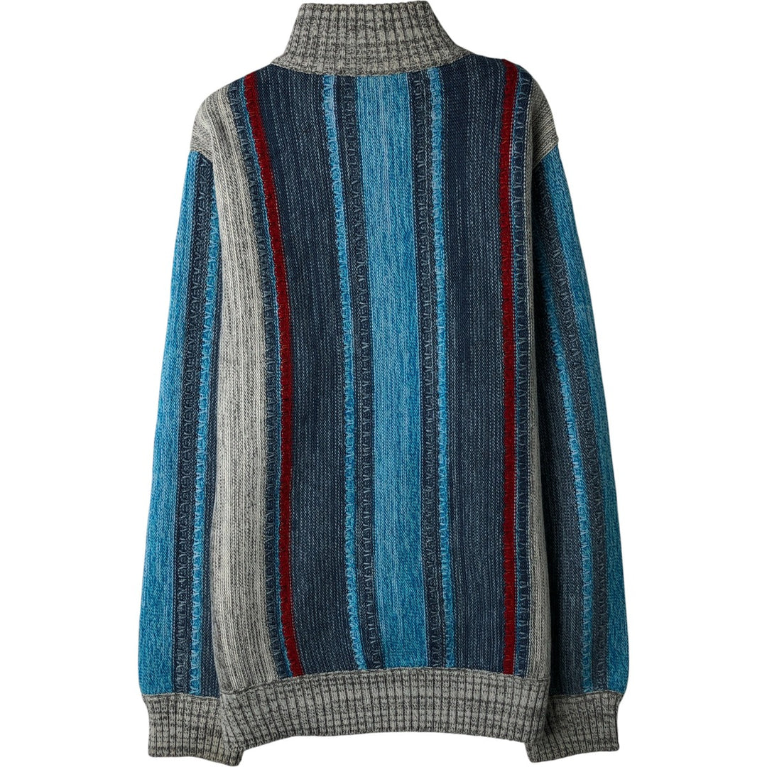 HERRMAN Stripe Pattern Driver's Knit Sweater, Men's XL acrylic unbleached Vintage Second Hand