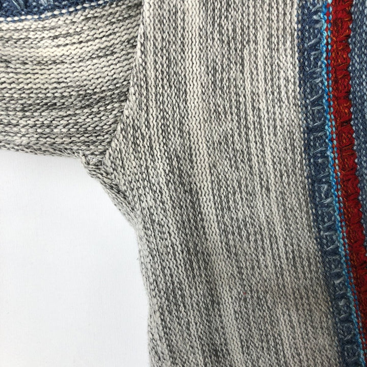 HERRMAN Stripe Pattern Driver's Knit Sweater, Men's XL acrylic unbleached Vintage Second Hand
