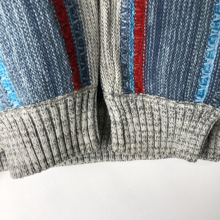 HERRMAN Stripe Pattern Driver's Knit Sweater, Men's XL acrylic unbleached Vintage Second Hand