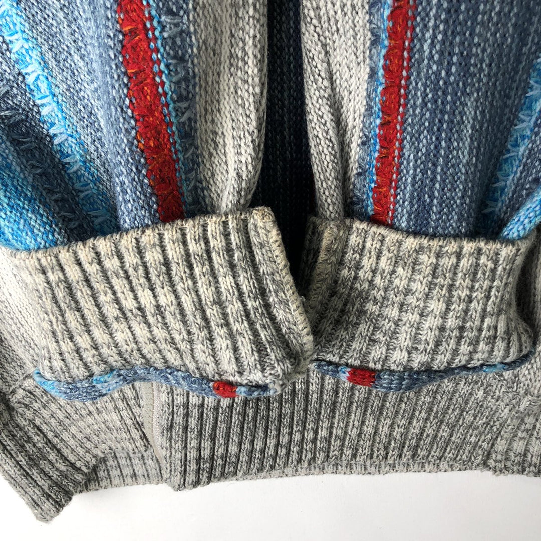HERRMAN Stripe Pattern Driver's Knit Sweater, Men's XL acrylic unbleached Vintage Second Hand