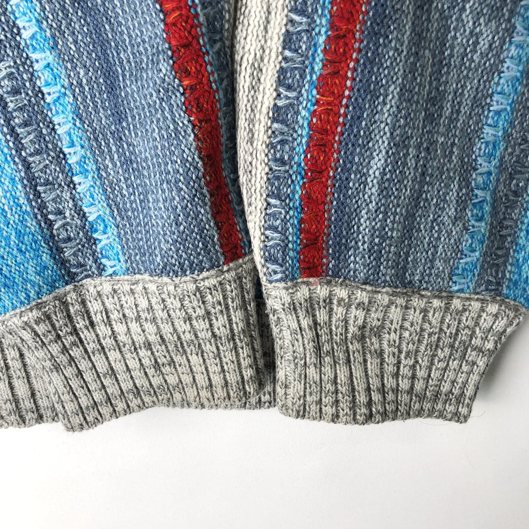 HERRMAN Stripe Pattern Driver's Knit Sweater, Men's XL acrylic unbleached Vintage Second Hand