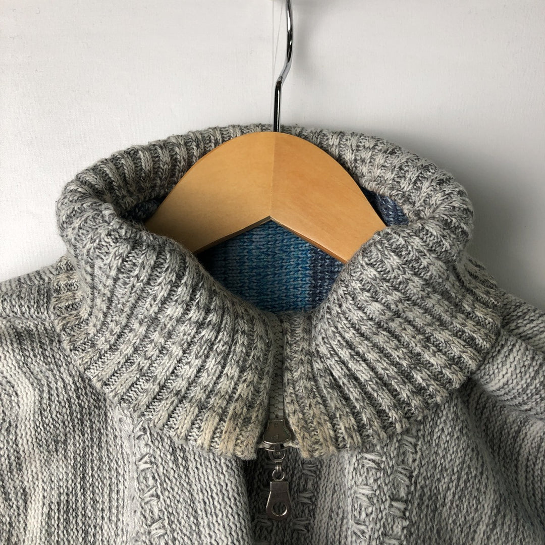 HERRMAN Stripe Pattern Driver's Knit Sweater, Men's XL acrylic unbleached Vintage Second Hand