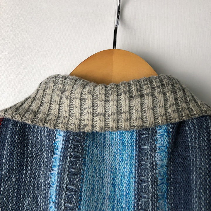 HERRMAN Stripe Pattern Driver's Knit Sweater, Men's XL acrylic unbleached Vintage Second Hand