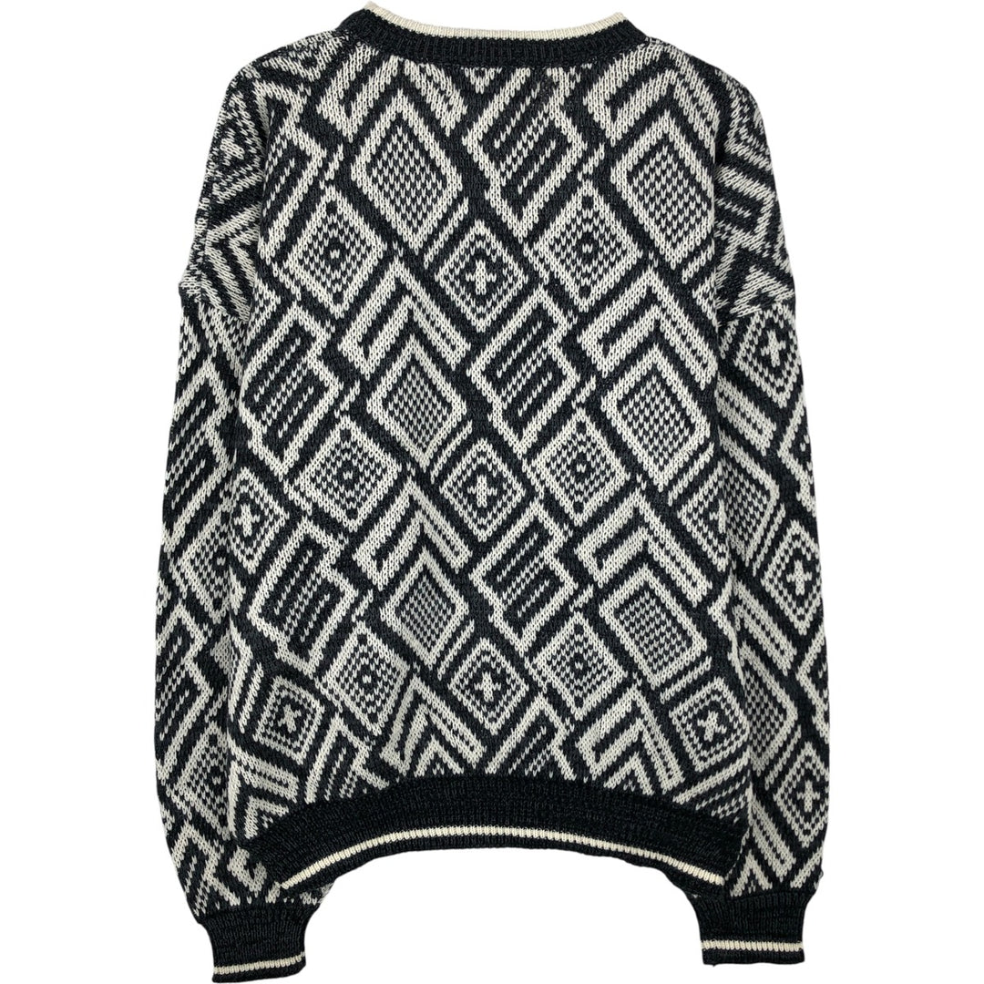 90'S McGREGOR all-over print acrylic knit sweater, men's size L, vintage acrylic black type Vintage Second Hand