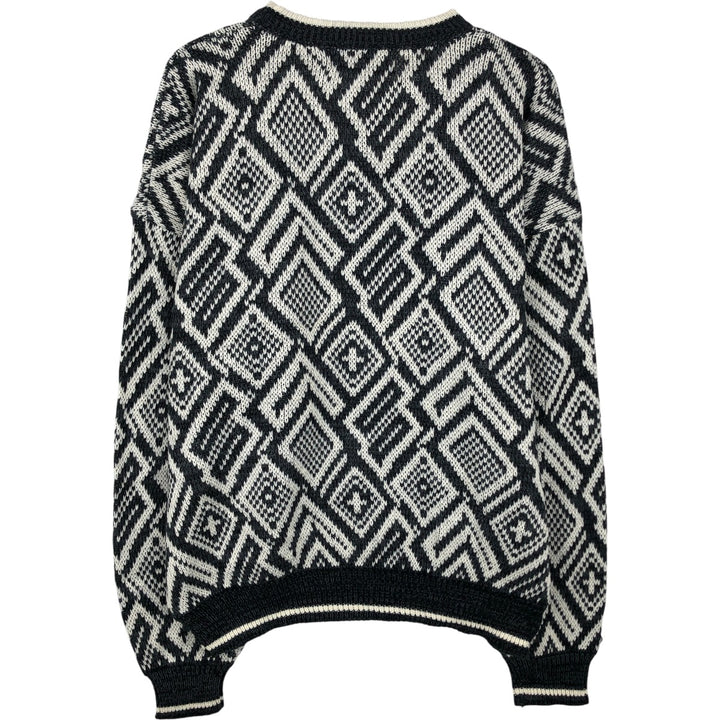 90'S McGREGOR all-over print acrylic knit sweater, men's size L, vintage acrylic black type Vintage Second Hand
