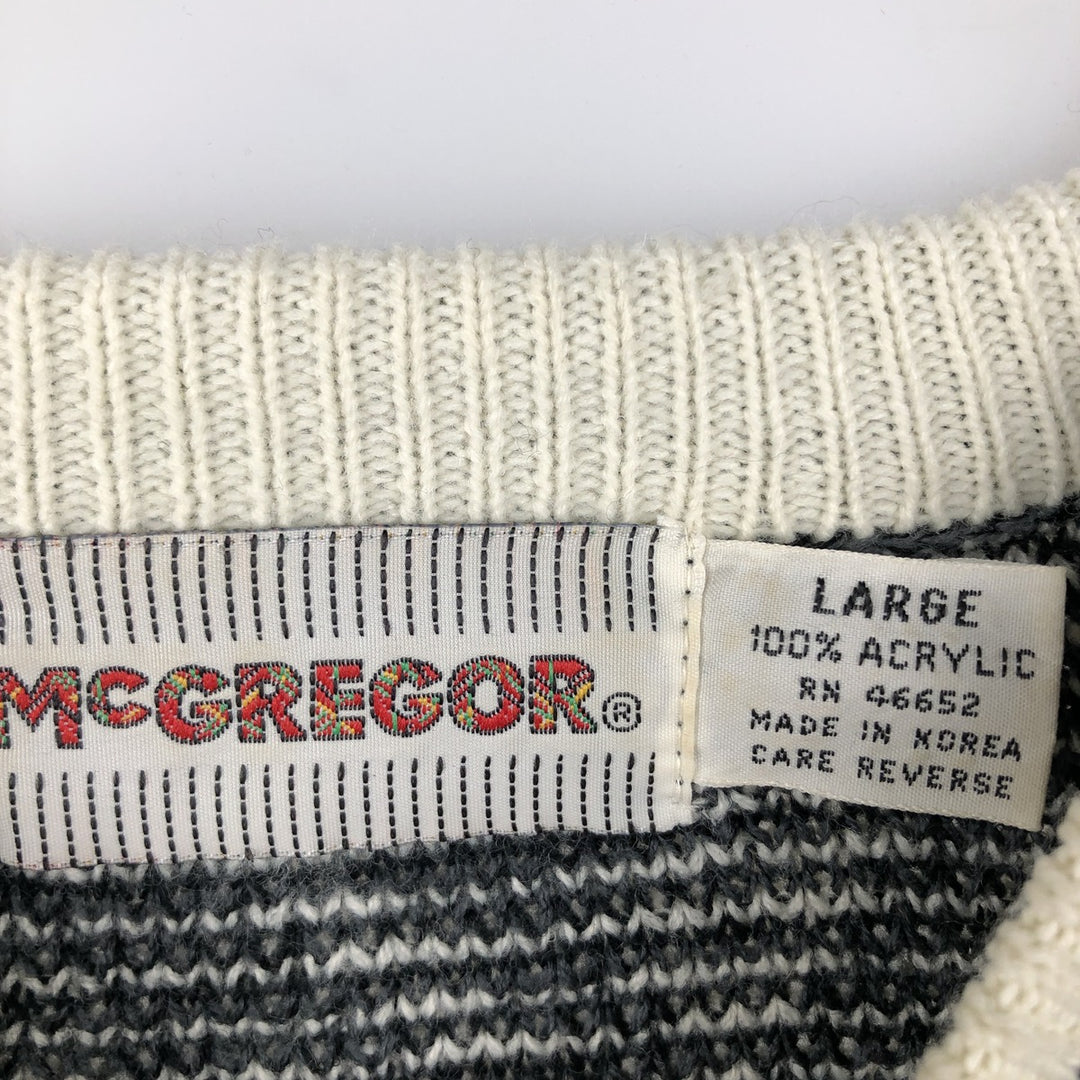 90'S McGREGOR all-over print acrylic knit sweater, men's size L, vintage acrylic black type Vintage Second Hand