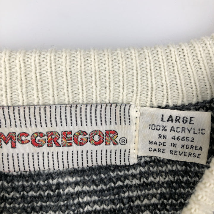 90'S McGREGOR all-over print acrylic knit sweater, men's size L, vintage acrylic black type Vintage Second Hand