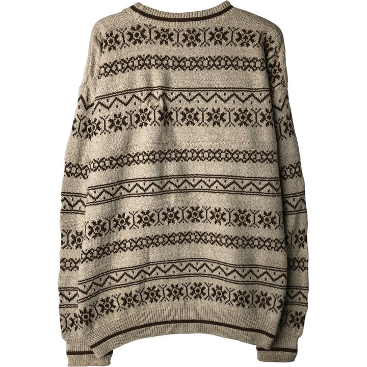 HILL AND ARCHER All-Over Print Cotton Knit Sweater, Made in USA, Men's Size M cotton Beige type Vintage Second Hand