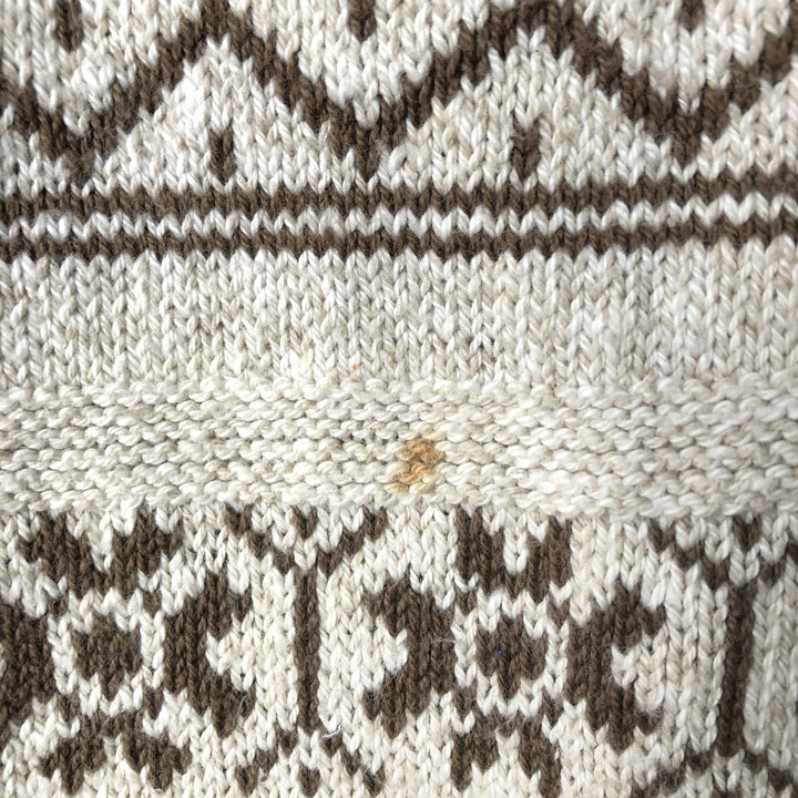 HILL AND ARCHER All-Over Print Cotton Knit Sweater, Made in USA, Men's Size M cotton Beige type Vintage Second Hand