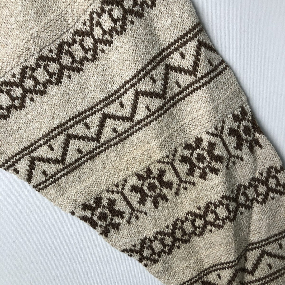 HILL AND ARCHER All-Over Print Cotton Knit Sweater, Made in USA, Men's Size M cotton Beige type Vintage Second Hand
