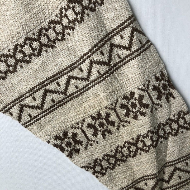 HILL AND ARCHER All-Over Print Cotton Knit Sweater, Made in USA, Men's Size M cotton Beige type Vintage Second Hand