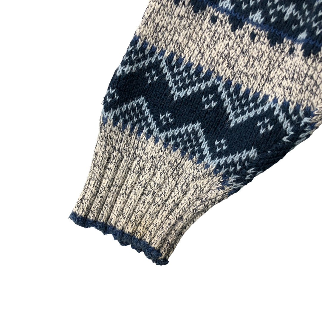 90'S Liz Claiborne Liz Wear all-over print cotton knit sweater, Made in USA, Men's size M, Vintage cotton pale white type Vintage Second Hand