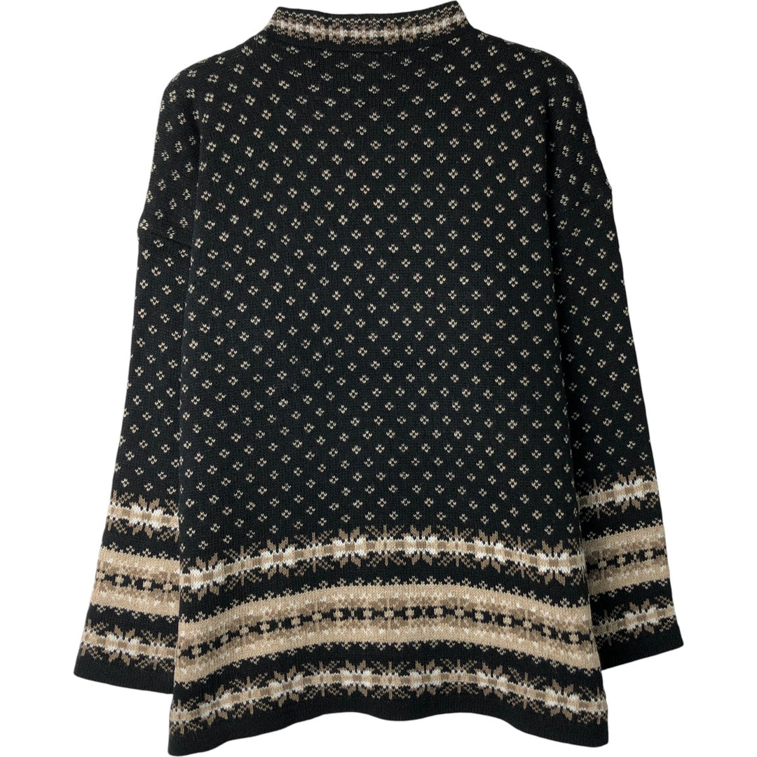 SHIP `N SHORE All-Over Print Acrylic Knit Sweater, Made in USA, Men's Size Medium acrylic black type Vintage Second Hand