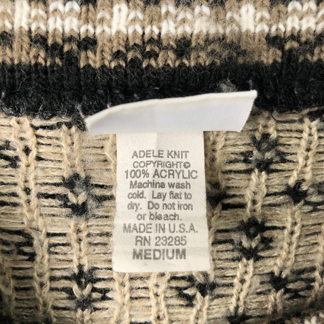 SHIP `N SHORE All-Over Print Acrylic Knit Sweater, Made in USA, Men's Size Medium acrylic black type Vintage Second Hand
