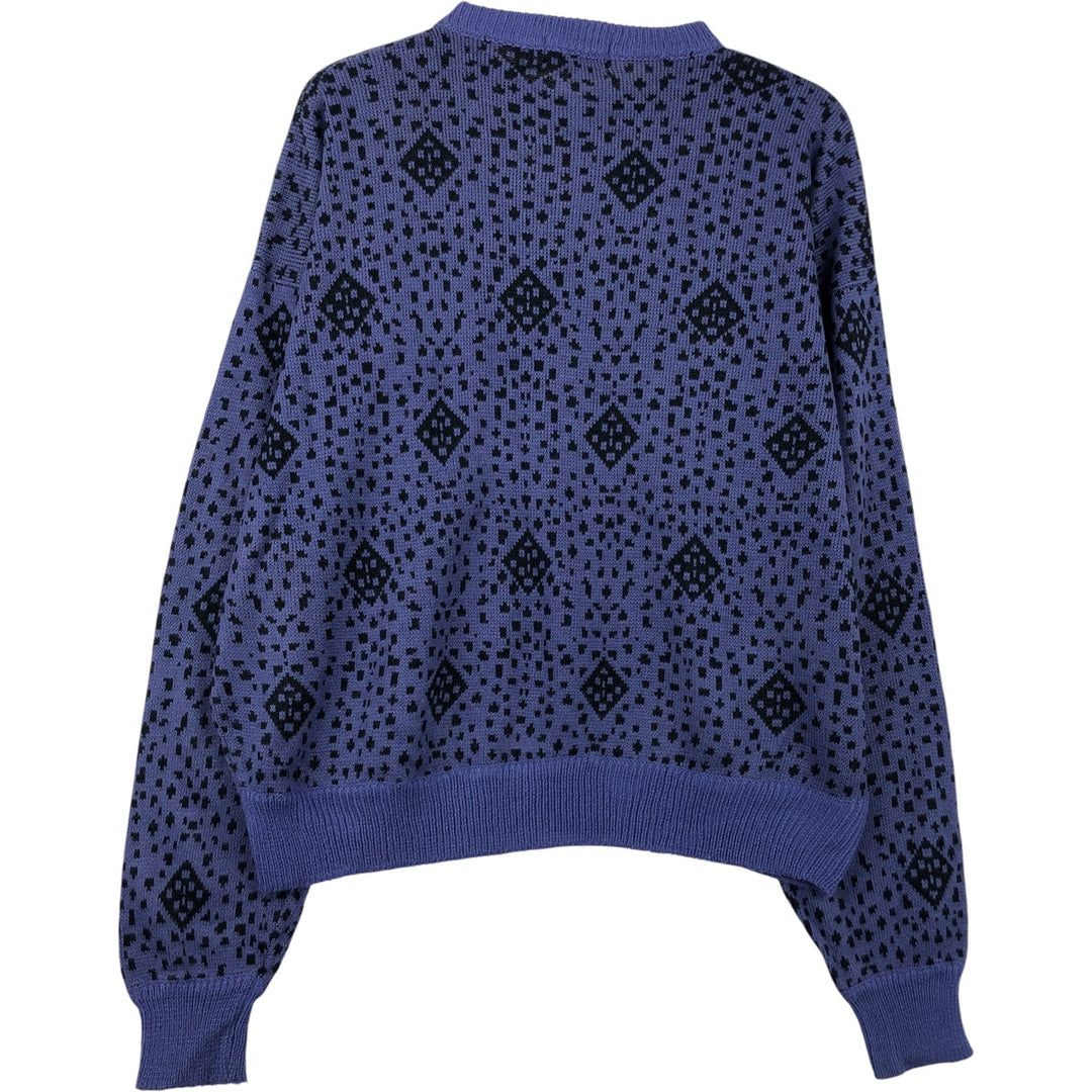 Wrangler All-Over Print Acrylic Knit Sweater, Made in USA, Men's Size L acrylic Purple type blue-purple Vintage Second Hand