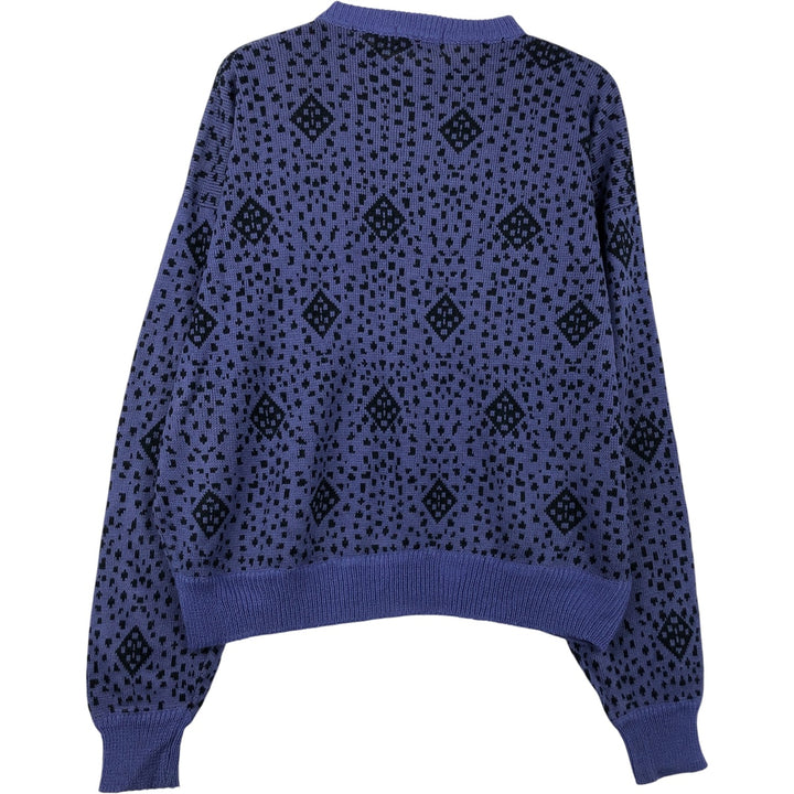 Wrangler All-Over Print Acrylic Knit Sweater, Made in USA, Men's Size L acrylic Purple type blue-purple Vintage Second Hand