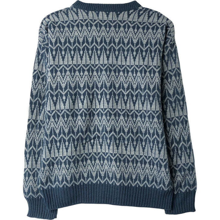 Arnold Palmer All-Over Print V-Neck Knit Sweater, Men's Size L unclear navy blue type Vintage Second Hand