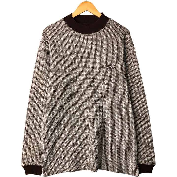 Vintage 90'S Guess Jeans all-over print cotton knit sweater, Made in USA, Men's size L cotton brown type Vintage Second Hand