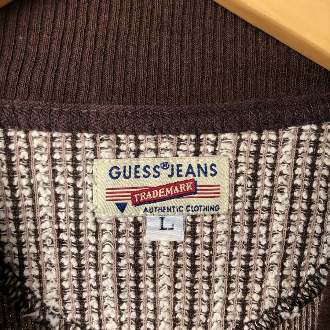 Vintage 90'S Guess Jeans all-over print cotton knit sweater, Made in USA, Men's size L cotton brown type Vintage Second Hand