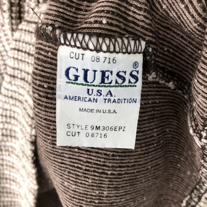 Vintage 90'S Guess Jeans all-over print cotton knit sweater, Made in USA, Men's size L cotton brown type Vintage Second Hand