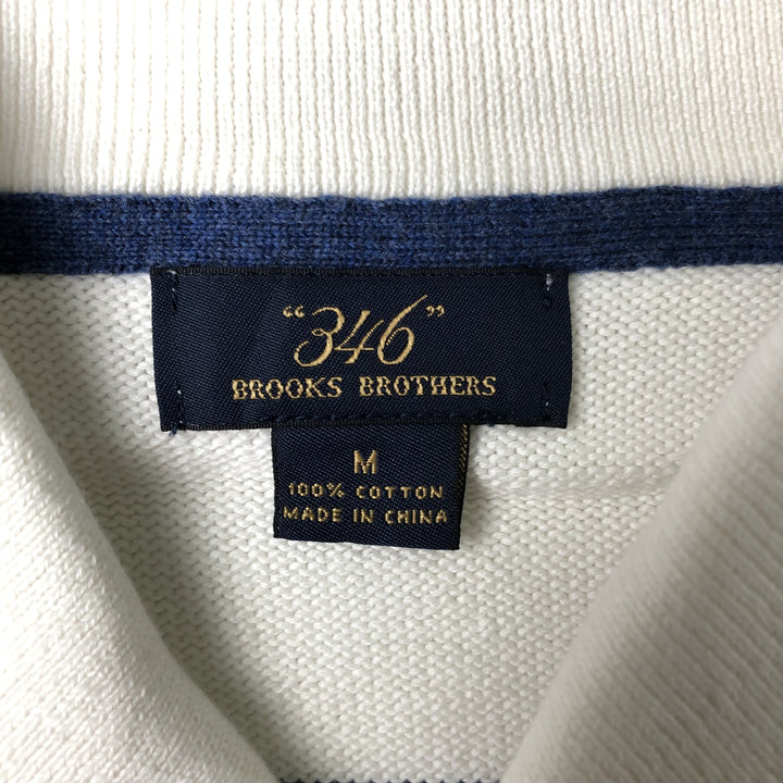 Brooks Brothers 346 Striped Shawl Collar Cotton Knit Sweater, Men's Size Medium cotton white type Vintage Second Hand