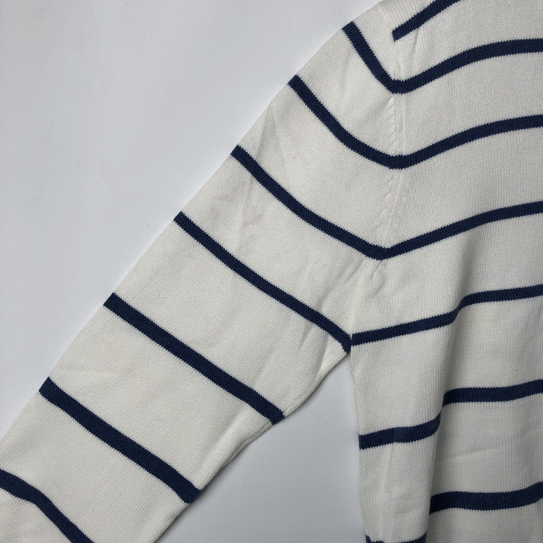 Brooks Brothers 346 Striped Shawl Collar Cotton Knit Sweater, Men's Size Medium cotton white type Vintage Second Hand