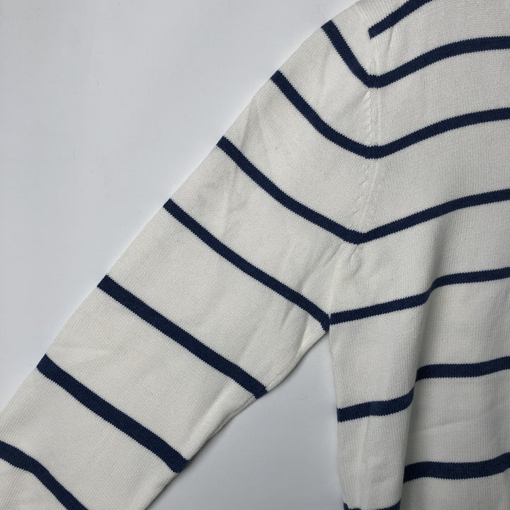 Brooks Brothers 346 Striped Shawl Collar Cotton Knit Sweater, Men's Size Medium cotton white type Vintage Second Hand