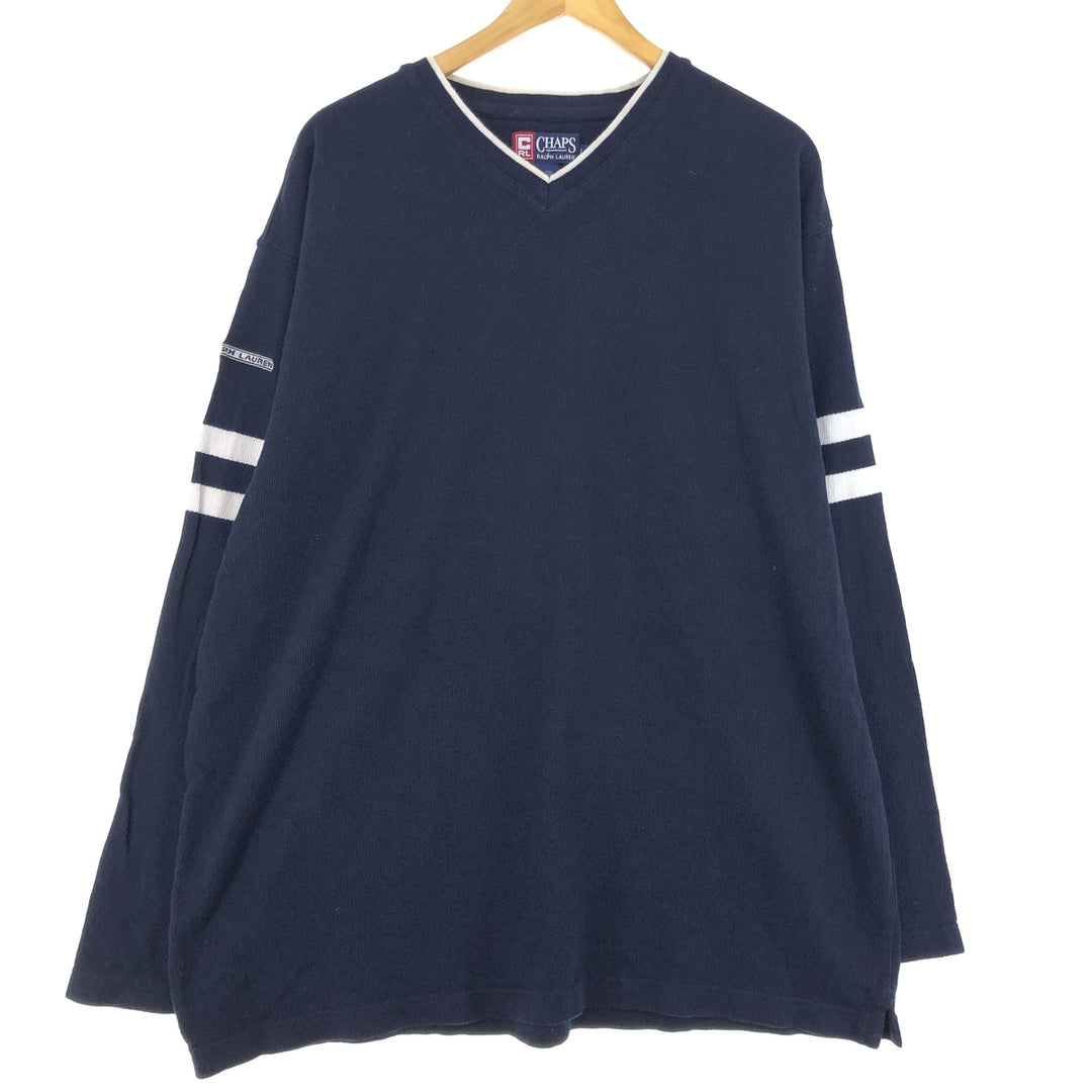 90'S Ralph Lauren CHAPS V-neck cotton knit sweater, men's size L, vintage / eaa399803