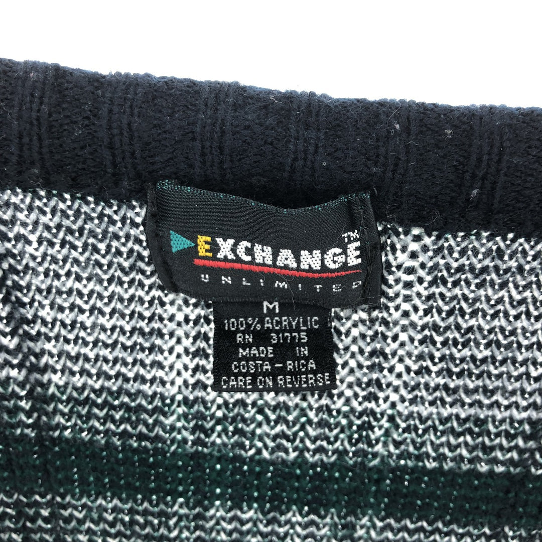 EXCHANGE Check Pattern Acrylic Knit Cardigan Men's M size /eaa399804