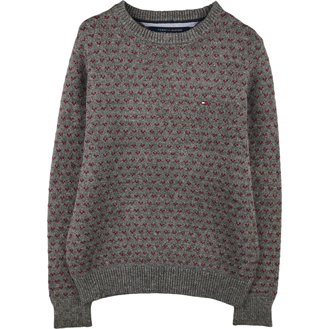 Tommy Hilfiger all-over print cotton knit sweater, men's size S cotton gray type Vintage Second Hand