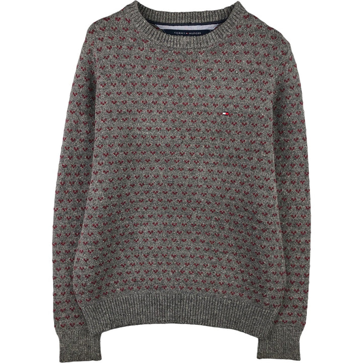 Tommy Hilfiger all-over print cotton knit sweater, men's size S cotton gray type Vintage Second Hand