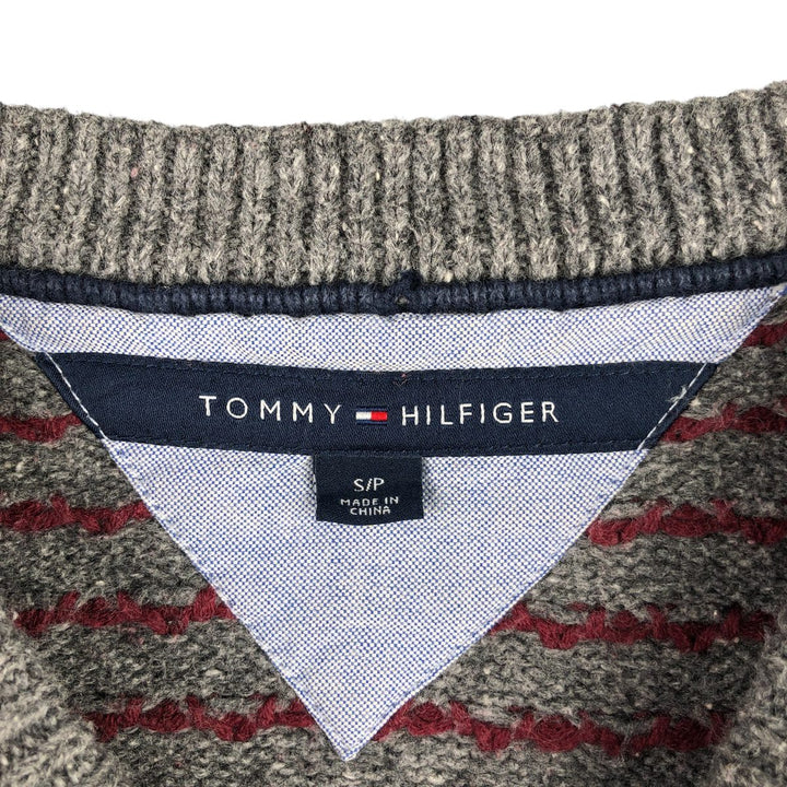 Tommy Hilfiger all-over print cotton knit sweater, men's size S cotton gray type Vintage Second Hand