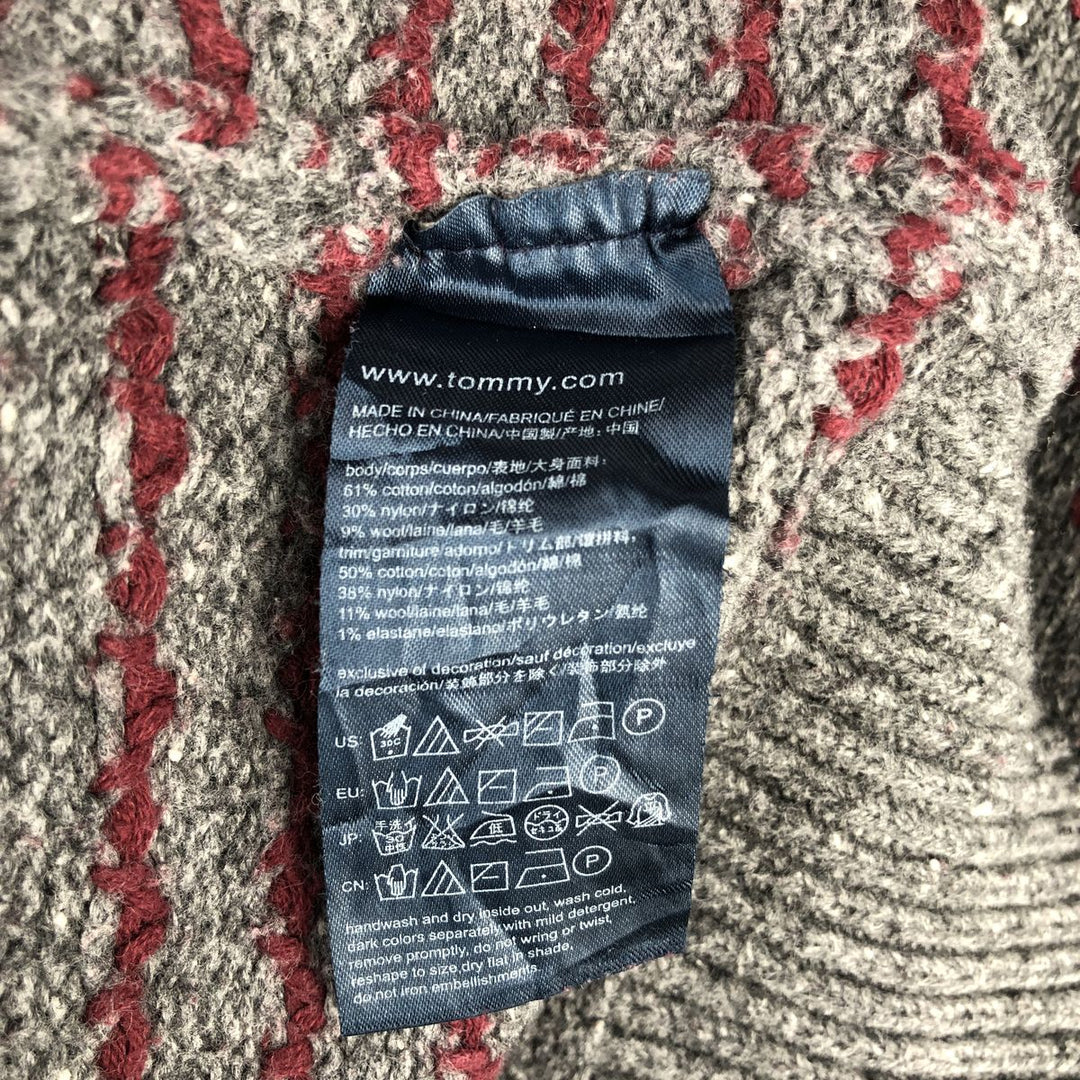 Tommy Hilfiger all-over print cotton knit sweater, men's size S cotton gray type Vintage Second Hand