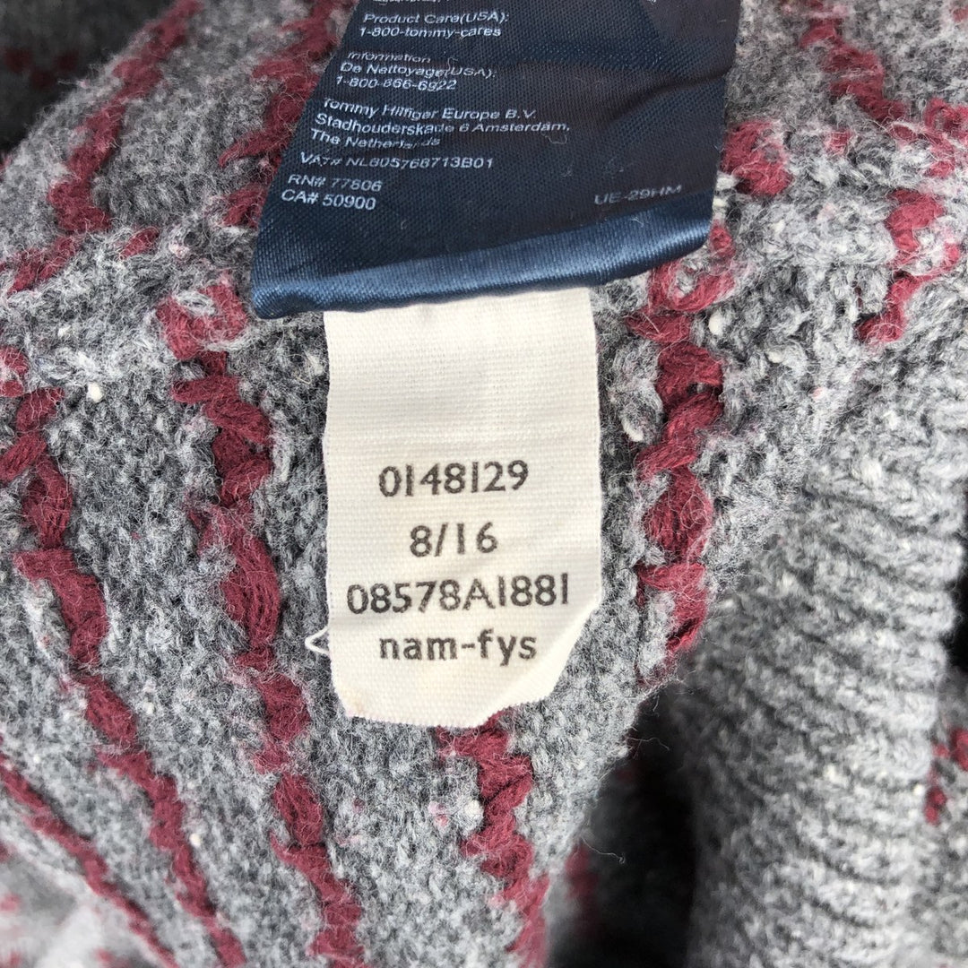 Tommy Hilfiger all-over print cotton knit sweater, men's size S cotton gray type Vintage Second Hand