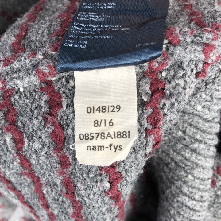 Tommy Hilfiger all-over print cotton knit sweater, men's size S cotton gray type Vintage Second Hand