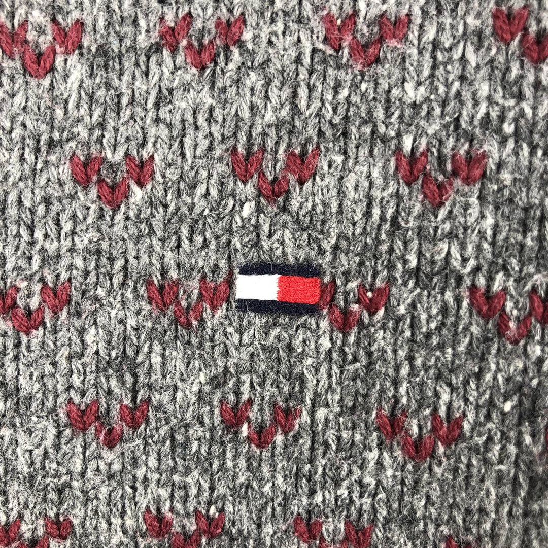 Tommy Hilfiger all-over print cotton knit sweater, men's size S cotton gray type Vintage Second Hand