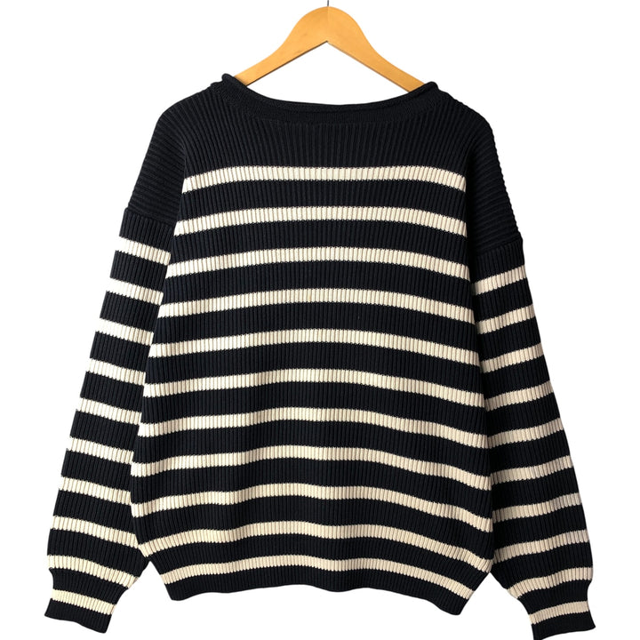 90'S Tommy Hilfiger Striped Pattern Roll Neck Cotton Knit Sweater, Men's Size M cotton navy blue type Vintage Second Hand