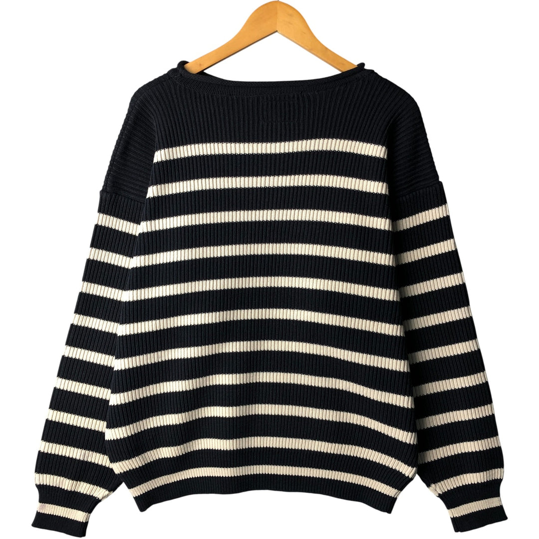 90'S Tommy Hilfiger Striped Pattern Roll Neck Cotton Knit Sweater, Men's Size M cotton navy blue type Vintage Second Hand