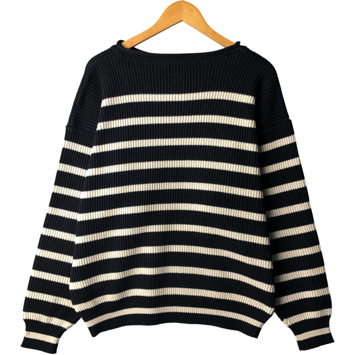 90'S Tommy Hilfiger Striped Pattern Roll Neck Cotton Knit Sweater, Men's Size M cotton navy blue type Vintage Second Hand